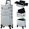 Axyaa 4 in 1 Makeup Trolley Case on Wheels with Lock Salon Storage Case