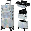 Axyaa 4 in 1 Makeup Trolley Case on Wheels with Lock Salon Storage Case