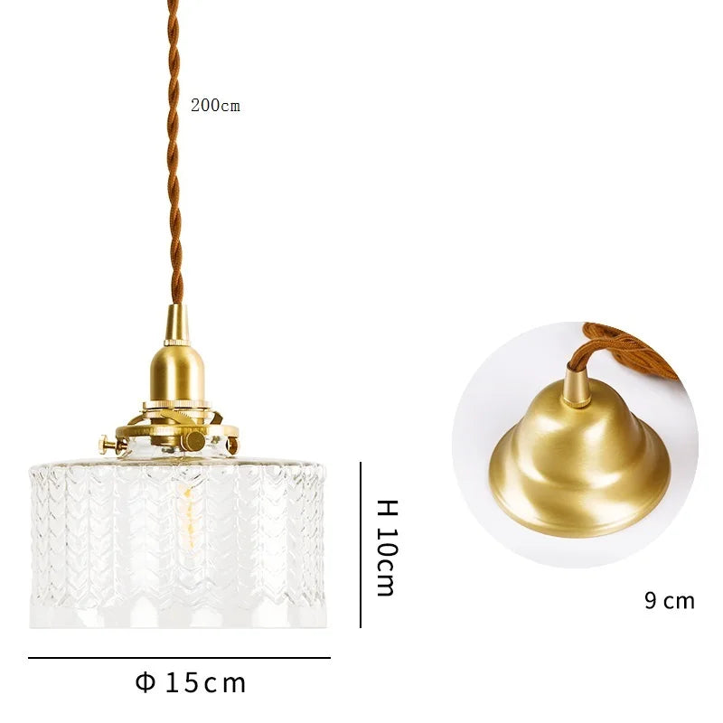 Axyaa Clear Glass LED Pendant Light: Nordic Style Copper Hanging Lamp