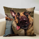 Axyaa Bullfighting Dog Cushion Cover - 45x45cm Linen Pillowcase for Home Decor