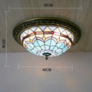 Axyaa Pastoral Glass Ceiling Lamp - European Style Colorful Round Fixture