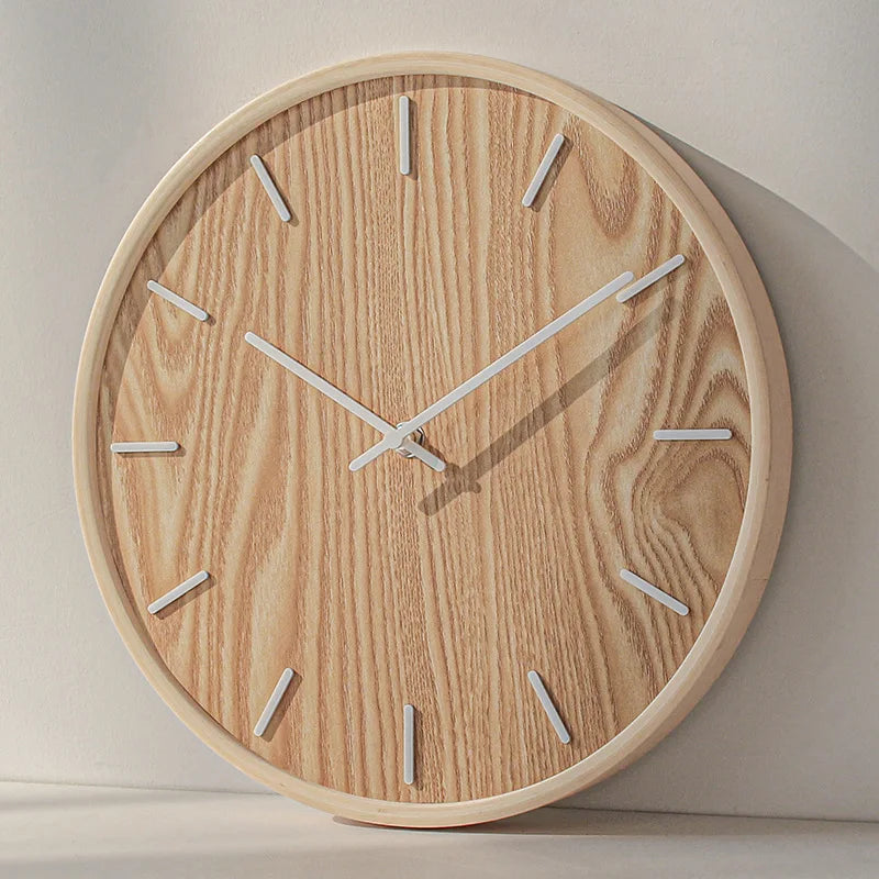 Axya Wooden Quartz Wall Clock Simple Modern Decorative Round Style