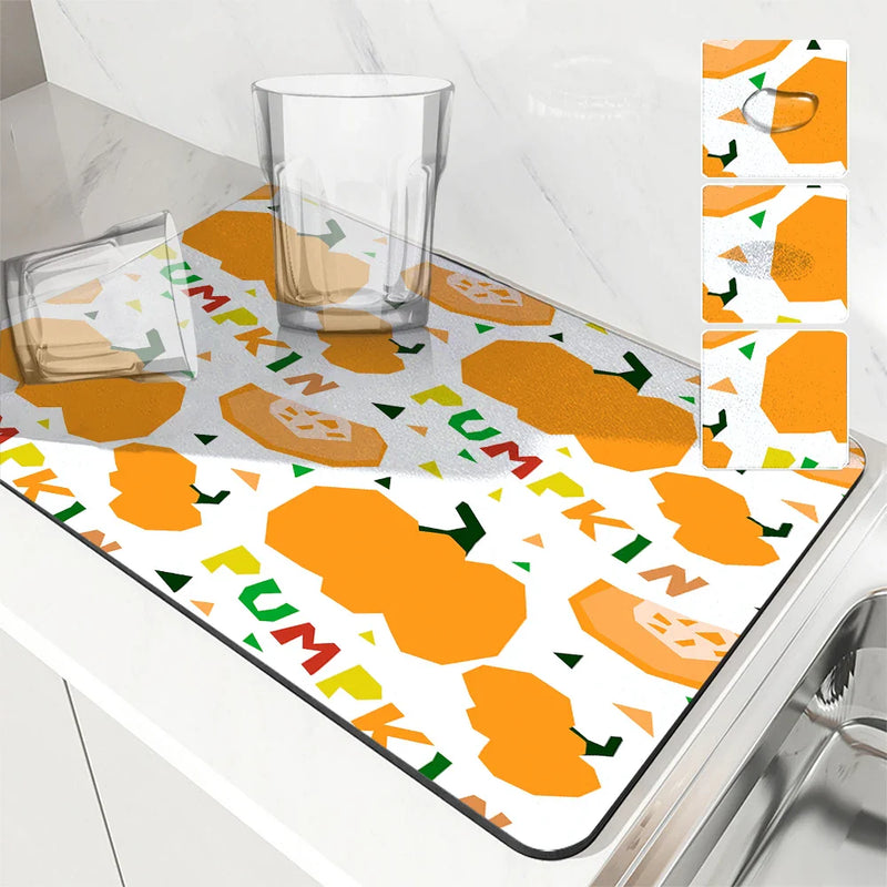 Axyaa Fruit Print Drying Mat for Kitchen, Absorbent & Anti-Slip Placemat