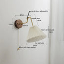 Axyaa Adjustable LED Fabric Wall Lamp with Copper Arm for Bedroom and Living Room