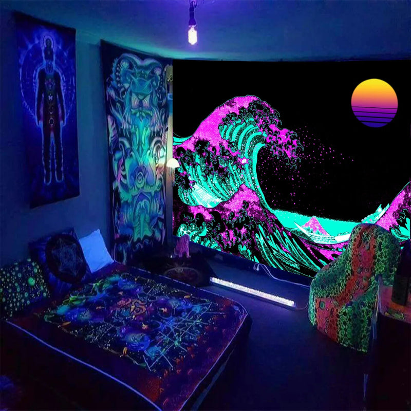 Axyaa Psychedelic Mandala Tapestry Wall Hanging for UV Home Decor