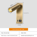 Axyaa LED Wall Lamp Sconce Switched USB Charging | Bedroom Bedside Light