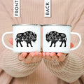 Enamel Mountain Mug with Handle by Axyaa. Best Camping Gift for Outdoor Lovers