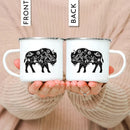 Enamel Mountain Mug with Handle by Axyaa. Best Camping Gift for Outdoor Lovers