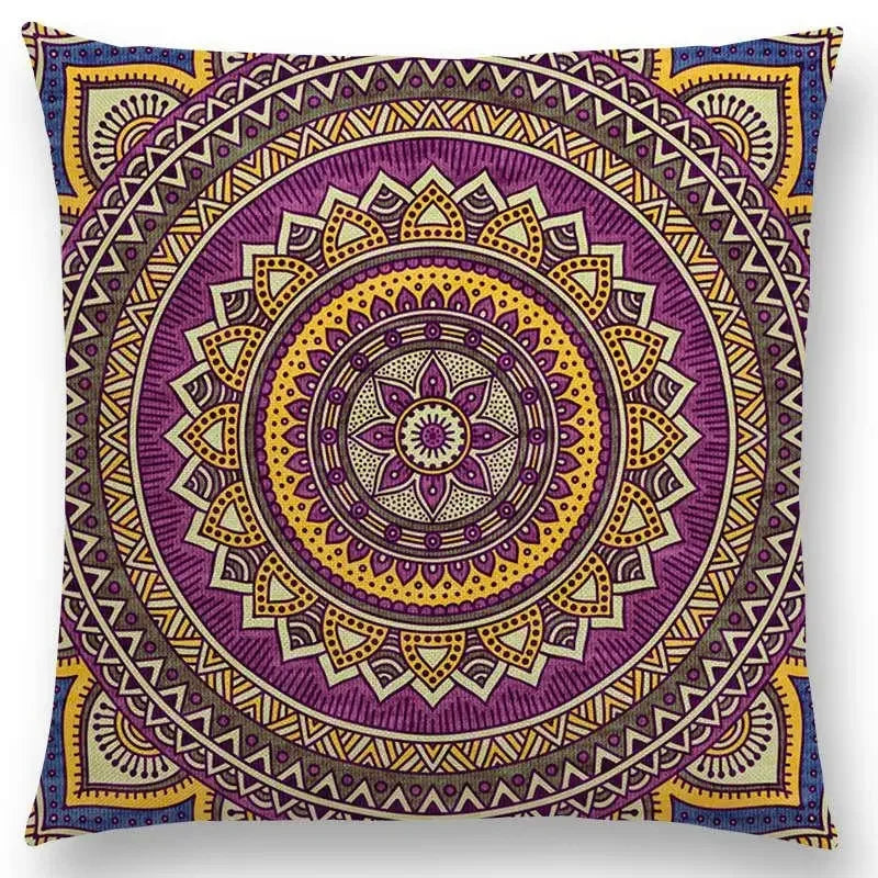 Axyaa Boho Rainbow Mandala Pillow Case Sun Moon Flowers Dream Fantasy Cover