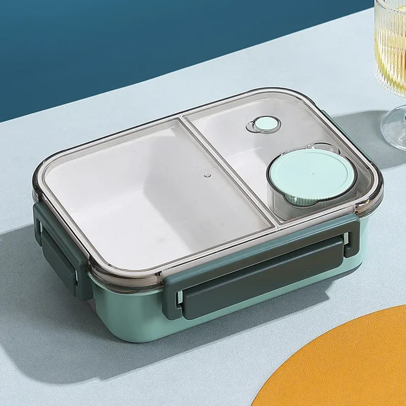 Axyaa 850ml Leakproof Bento Lunch Box with Sauce Box - Portable & Microwavable