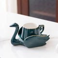 Axyaa Swan Ceramic Coffee Cup and Plate Set, 110ml Creative Mug
