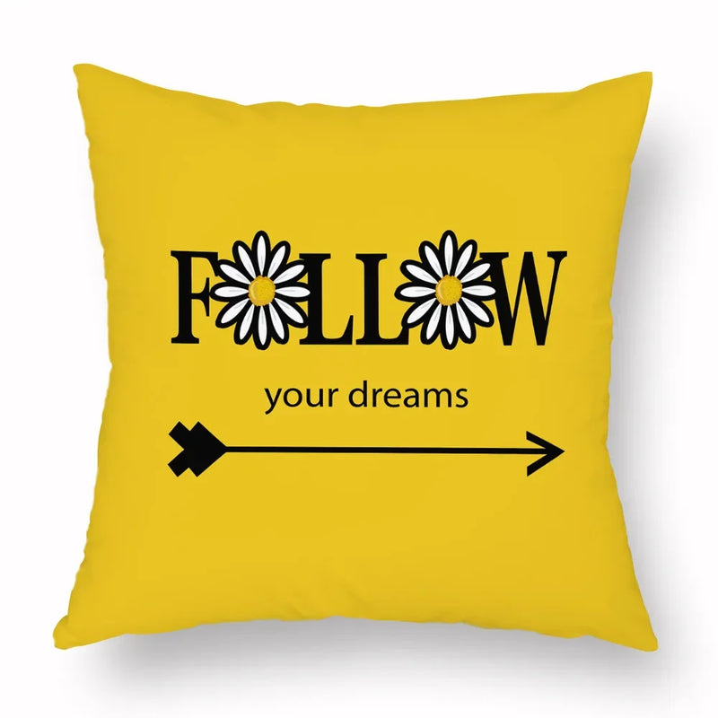 Axyaa Yellow Daisy Peach Skin Pillowcase