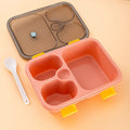 Axyaa 3-Grid Bento Box with Spoon | Microwaveable Lunch Container & Tableware