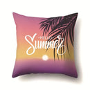 Axyaa Summer Coconut Tree Beach Sun Scene Pillow Cover 45x45cm