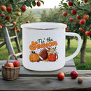 Axyaa Thanksgiving Enamel Mug Pumpkin Soup Harvest Pattern Coffee Cup