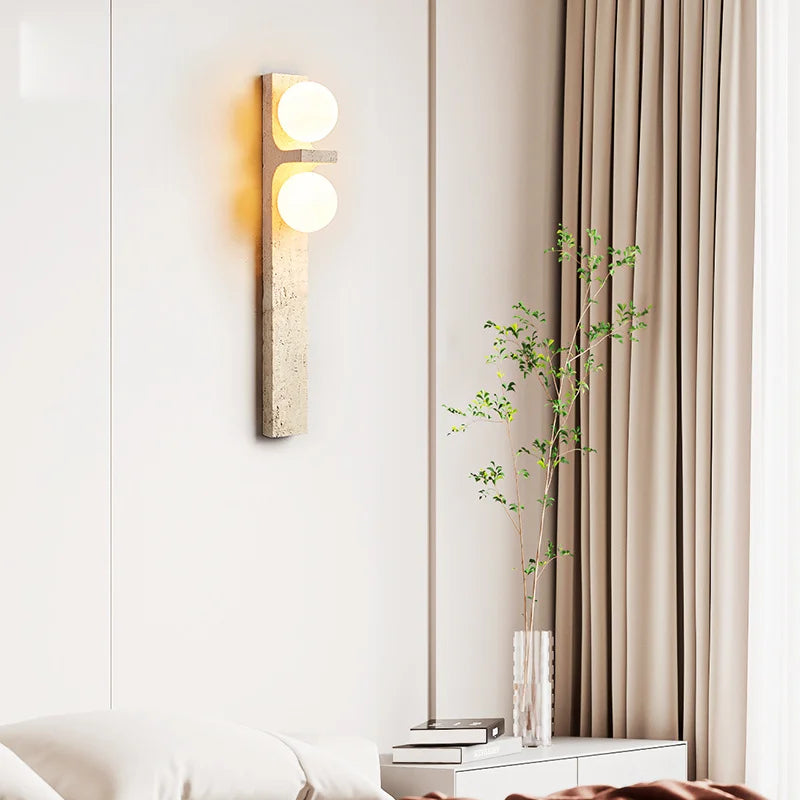 Nordic Brass Marble Glass Sconce for Bedroom by Axyaa