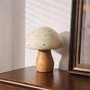 Axyaa Ceramic Mushroom Table Lamp LED Wood Art Decor Light for Bedroom