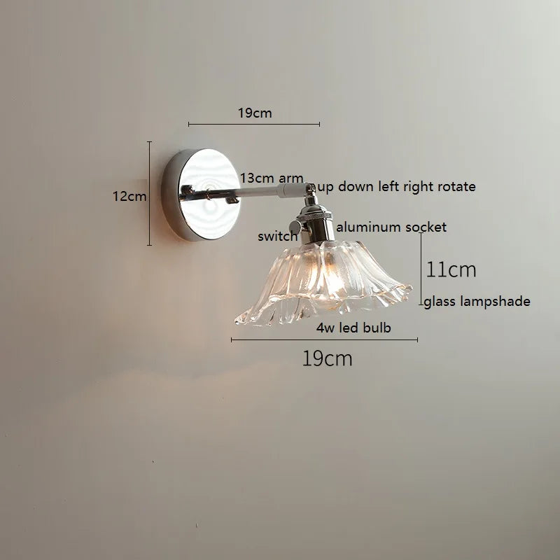 Axyaa Clear Glass Silver LED Wall Sconce with Adjustable Arm & Switch