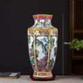 Axyaa Hexagonal Ceramic Flower Bird Vase Colorful Enamel Antique Home Decor