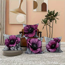 Axyaa Gray Purple Poppy Pillow Covers - Soft Polyester, Fade-Proof, Zipper Closure