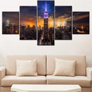 Axyaa Empire State Building Landscape Canvas Wall Art Set