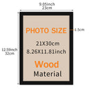 Axyaa 8x12 Black White Wood Grain Frame for A4 Poster Canvas Display Stand