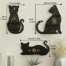 Axyaa Moon Phase Black Cat Wall Shelf for Crystals, Oils & Decor - Gothic Home Display Stand