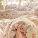 Axyaa Cloud Super Soft Kapok Mattress in Cream Wind Wrinkled Double-Layer Yarn - 4-Piece Set