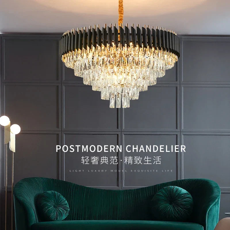 Axyaa Modern Luxury Crystal LED Pendant Chandelier for Living Dining Bedroom