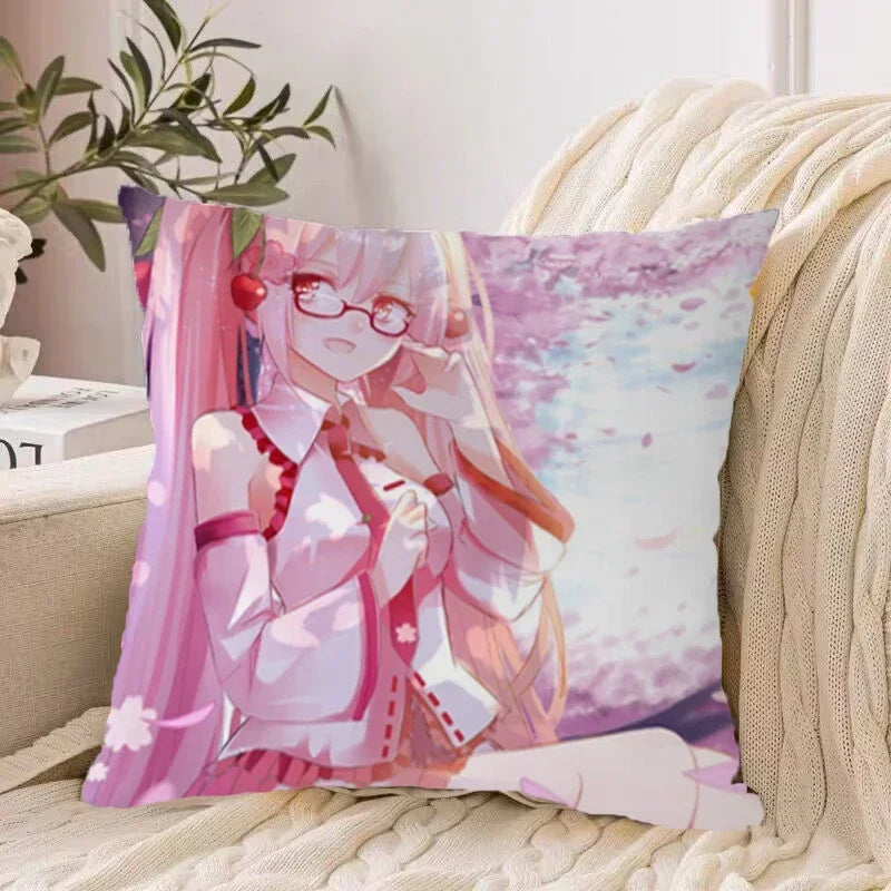 Axyaa 40*40 Hatsune Miku Pillow Cover Set for Stylish Bed Decor
