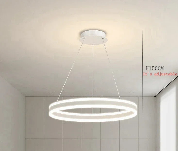 Axyaa Nordic Ring LED Chandelier for Dining Living Room Kitchen Island Pendant Lamp