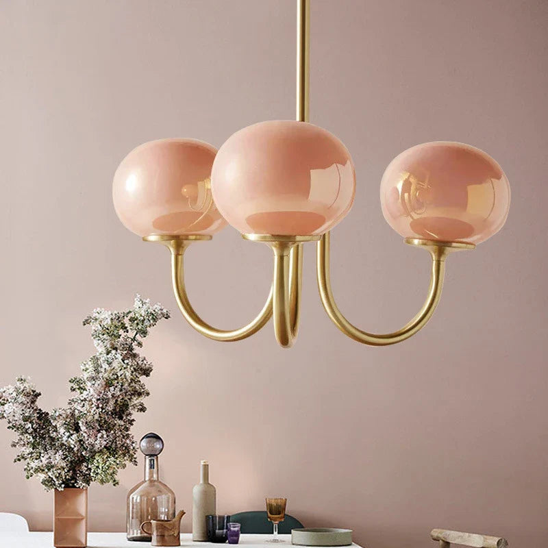 Axyaa Pink White Glass Ball Pendant Chandelier - Modern Stylish Lighting Fixtures