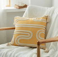 Axyaa Embroidered Cotton Linen Cushion Cover, 45x45cm, Yellow Beige Pink, Home Decor