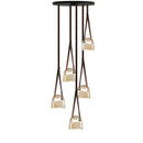 Axyaa Leather Belt Glass Chandelier Pendant Light Luxury LED Lamps Dining Living Room
