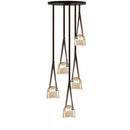 Axyaa Glass Pendant Chandelier: Modern Leather Belt Ceiling Light for Home Decor