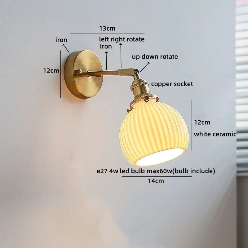 Axyaa White Glass LED Wall Lamps - Modern Nordic Interior, Up Down Rotate Lighting