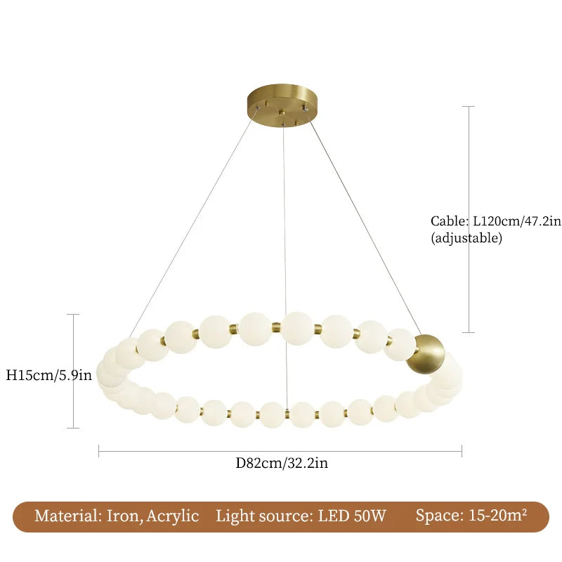 Axyaa White Ball Pendant Chandelier - Luxury LED Ceiling Light for Home Decor