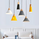 Axyaa Wooden Iron Pendant Light for Dining Kitchen Living Room LED Loft Fixture