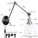 Axyaa Chrome Industrial Swing Arm Wall Sconce Clear Glass Lamparas De Pared