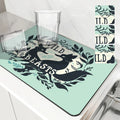 Axyaa Plant Leaves Kitchen Mat - Absorbent, Antiskid, Quick Dry Dish Drying Pad