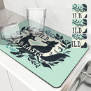 Axyaa Plant Leaves Kitchen Mat - Absorbent, Antiskid, Quick Dry Dish Drying Pad