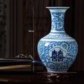 Axyaa 34cm Blue and White Porcelain Vase Antique Chinese Style Flower Arrangement