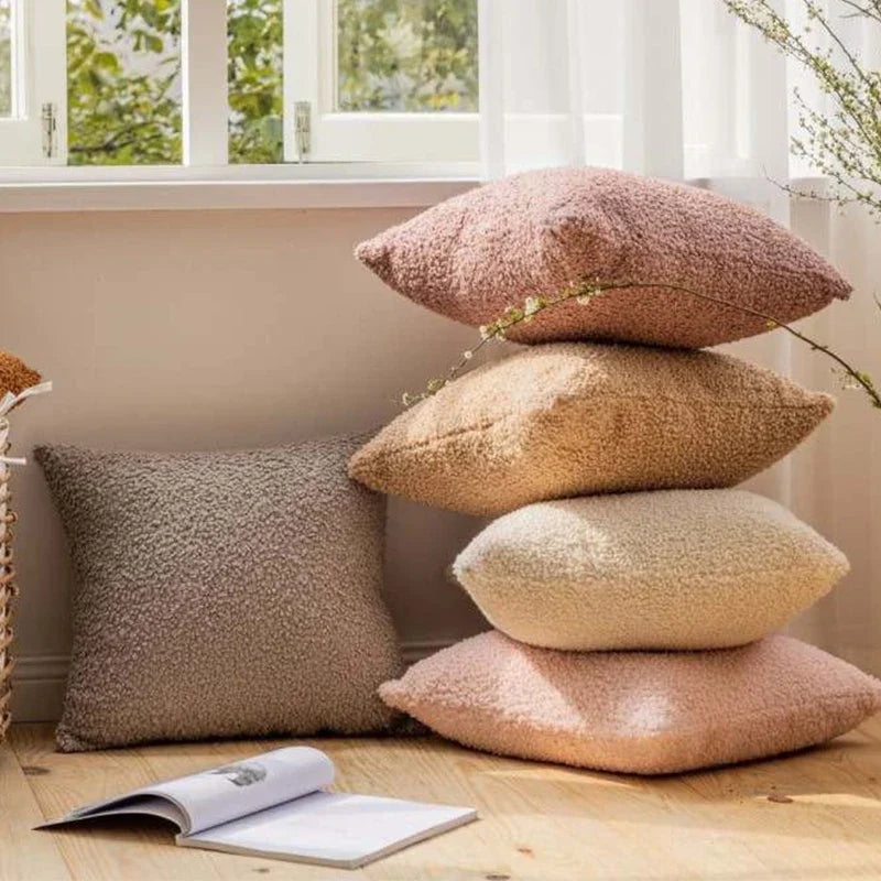 Axyaa Soft Plush Corduroy Throw Pillow Covers for Sofa Couch and Bedroom