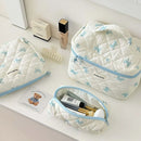 Axyaa Bow Makeup Bag: Large Capacity Portable Travel Toiletry Cosmetics Storage