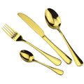Stainless Steel Cutlery Set in Black Rainbow Rose Gold for Western Dining by Axyaa