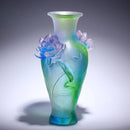 Glass Lotus Vase, Living Room Flower Arrangement, Antique Handicraft Display by Axyaa