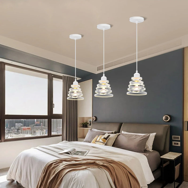 Axyaa Retro Spiral Swirl Pendant Lamp Shade Chandelier for Living Room Kitchen Lighting