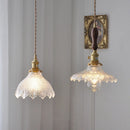 Axyaa Green Glass LED Pendant Lamp with Copper Wood Handle