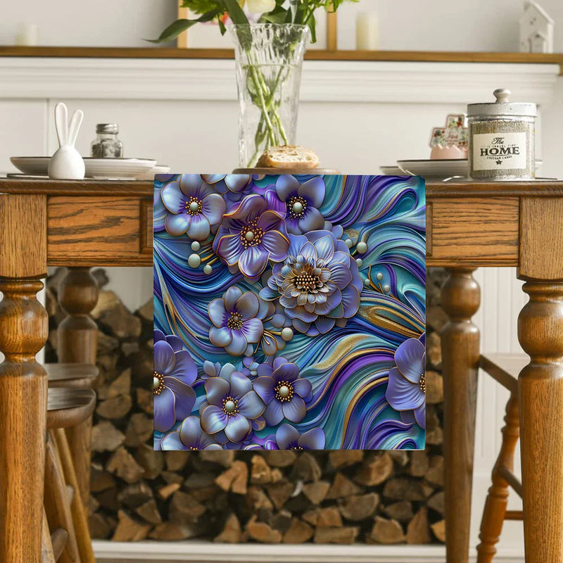Axyaa Floral Pearl Table Runner for Kitchen Dining Decor
