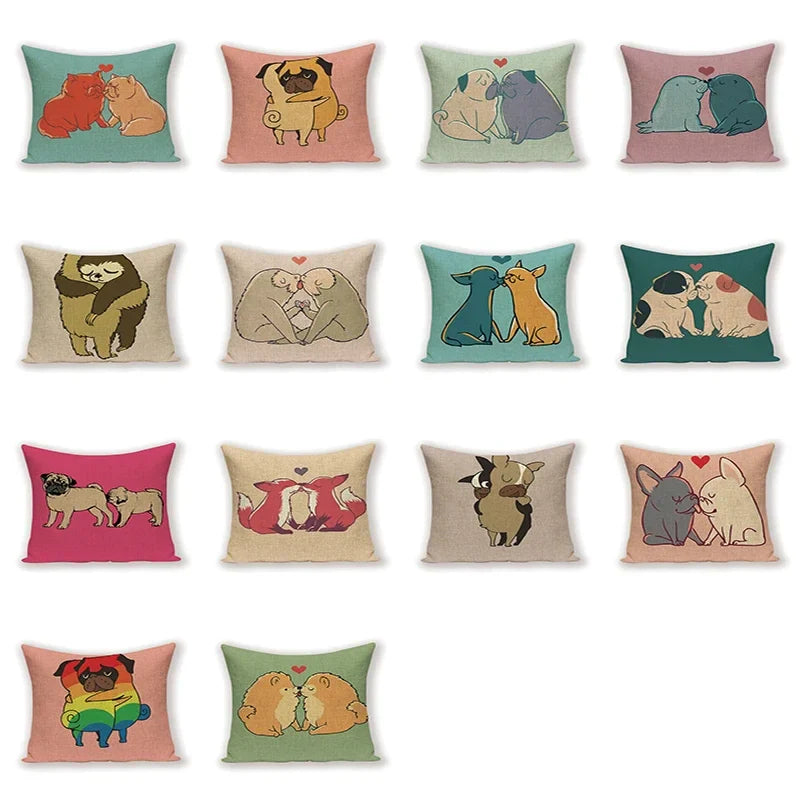 Axyaa Love Pug Dog Cushion Cover Sleep Dog Throw Pillow Case